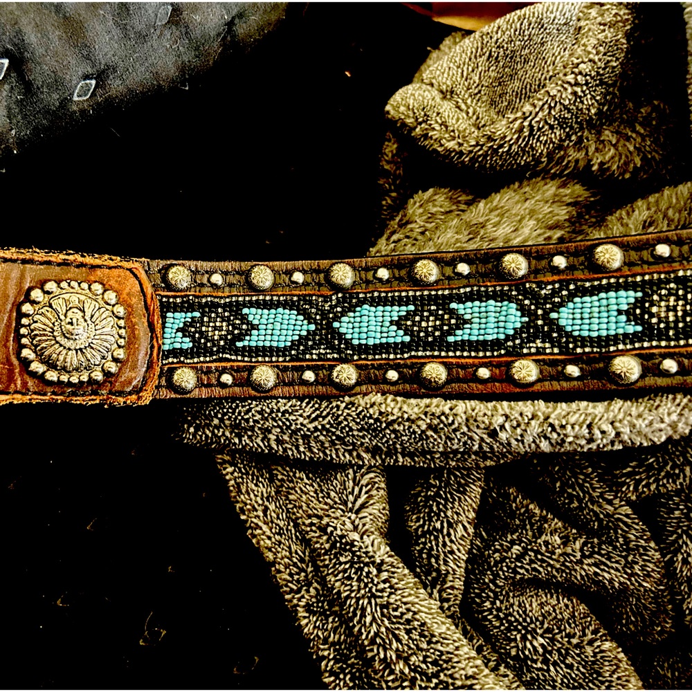 Black Chestnut Vintage Turquoise Beaded Inlay Belt